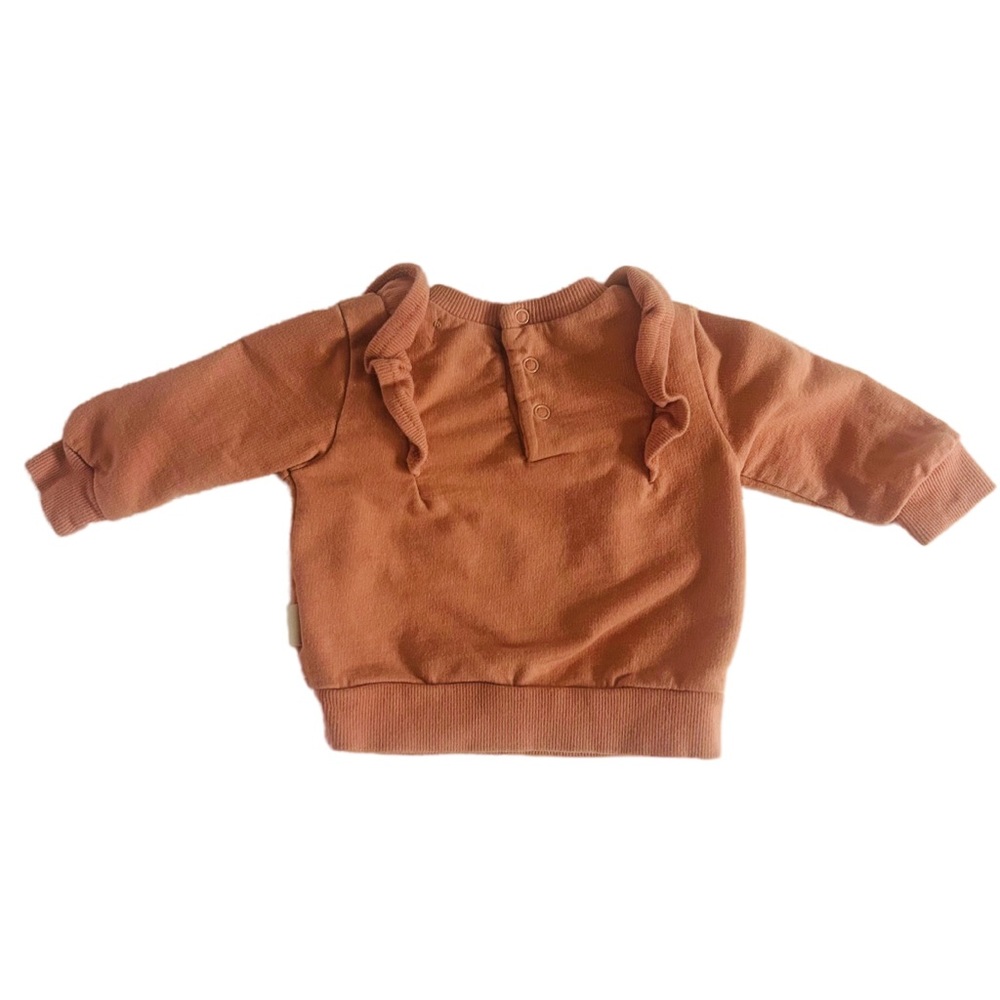 0-3M Rabbit + Bear Embroidered Dog Ruffle Sweater Top - Picture 2 of 4